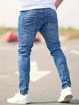 Men's Ripped Slim Fit Jeans with Ankle Cuffs – view 6