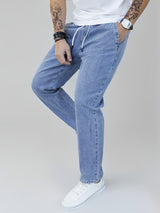 Men's Washed Drawstring Straight Leg Jeans – view 9