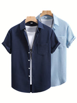 Men's Waffle Knit 2-Piece Short Sleeve Shirt Set