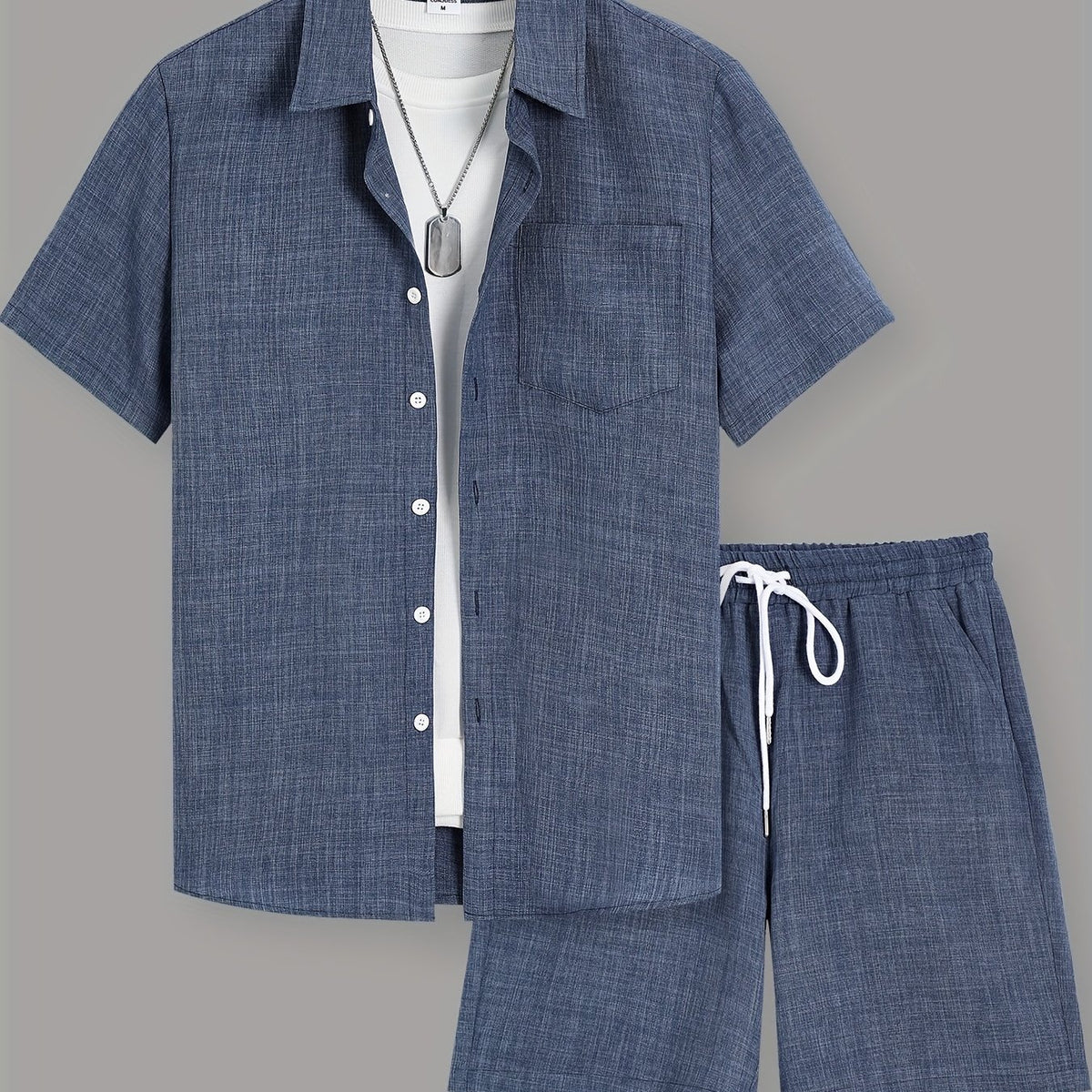 Men's Pocket Shirt & Drawstring Shorts Set – view 2