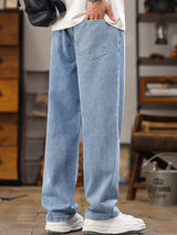 Men's Light Blue Drawstring Straight Leg Jeans – view 2