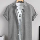Men's Lapel Collar Short Sleeve Shirt – view 3