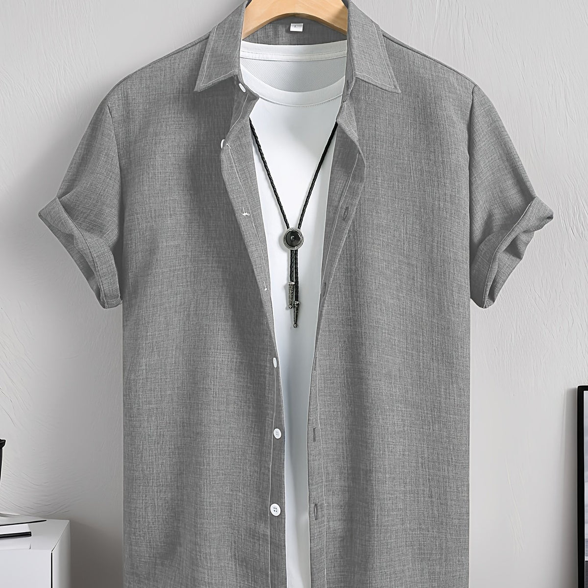 Men's Lapel Collar Short Sleeve Shirt – view 3