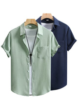 Men's Waffle Knit 2-Piece Short Sleeve Shirt Set – view 2