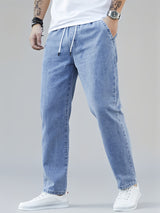 Men's Washed Drawstring Straight Leg Jeans – view 6