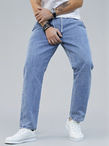 Men's Washed Drawstring Straight Leg Jeans – view 8