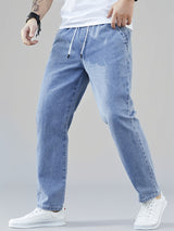 Men's Washed Drawstring Straight Leg Jeans – view 5