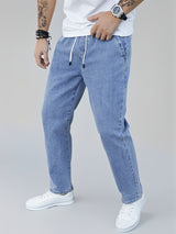 Men's Washed Drawstring Straight Leg Jeans – view 11