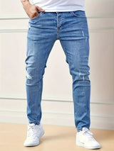 Men's Ripped Slim Fit Jeans with Ankle Cuffs – view 5