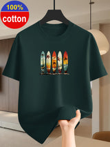 Men's Graphic Print Crew Neck Cotton T-Shirt