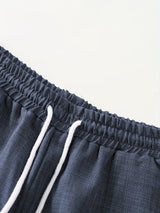 Men's Lapel Shirt & Drawstring Shorts Lounge Set – view 11