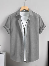 Men's Lapel Collar Short Sleeve Shirt
