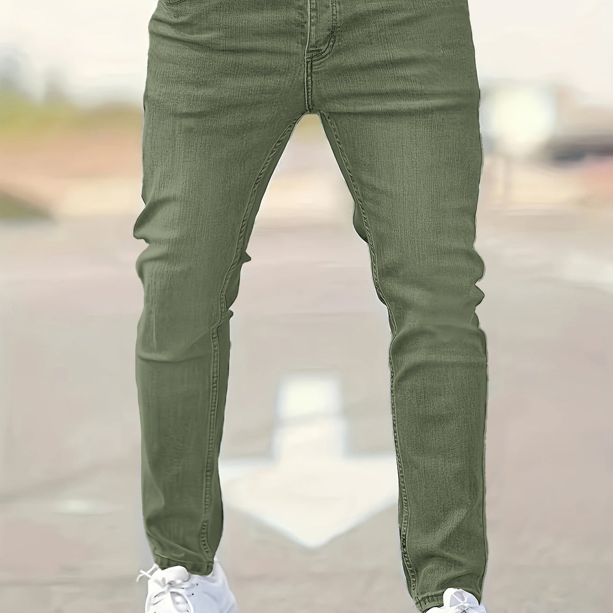 Men's Green Slim Fit Stretch Jeans – view 2