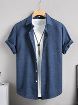 Men's Solid Short Sleeve Button-Up Shirt – view 3