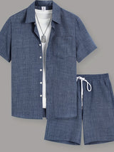 Men's Pocket Shirt & Drawstring Shorts Set