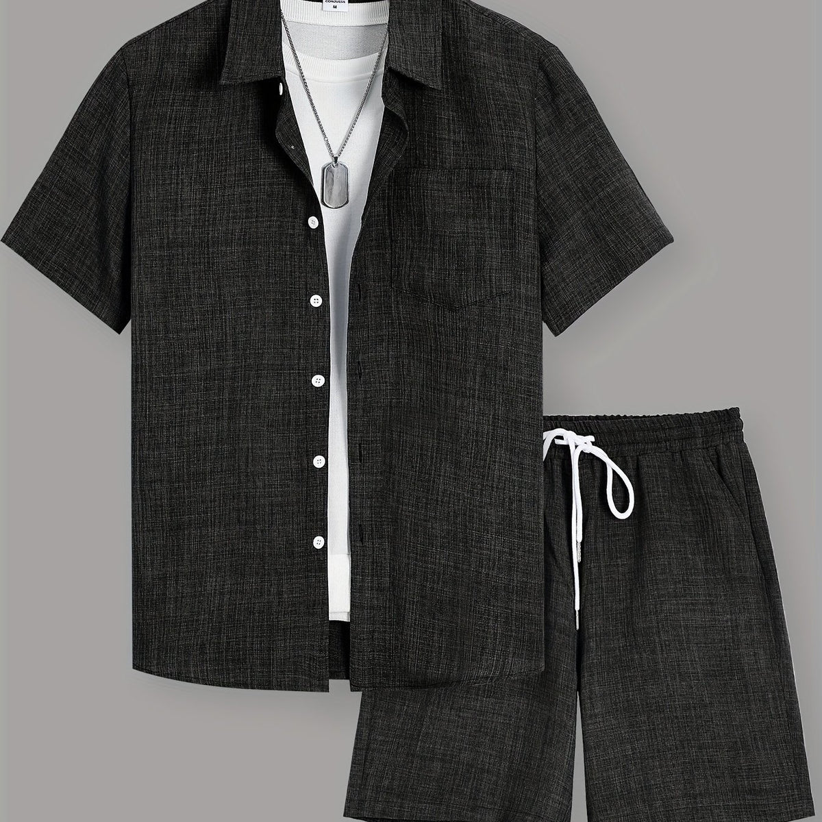 Men's Pocket Shirt & Drawstring Shorts Set – view 3