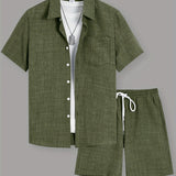 Men's Pocket Shirt & Drawstring Shorts Set – view 6