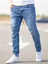 Men's Ripped Slim Fit Jeans with Ankle Cuffs – view 3