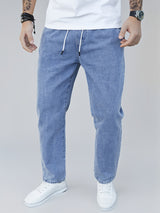 Men's Washed Drawstring Straight Leg Jeans – view 10