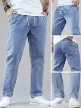 Men's Washed Drawstring Straight Leg Jeans – view 4